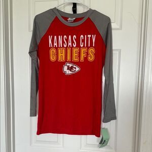NFL Kansas City Chiefs Red and Gray Long Sleeve youth Tee NWT xl 16/18